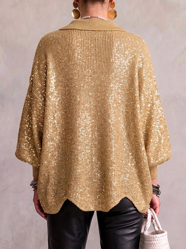 Karina - Oversized Cardigan mit Kragen und Knöpfen