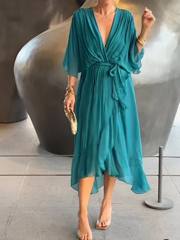 MONICA | CHIFFONKLEID MIT V-AUSSCHNITT