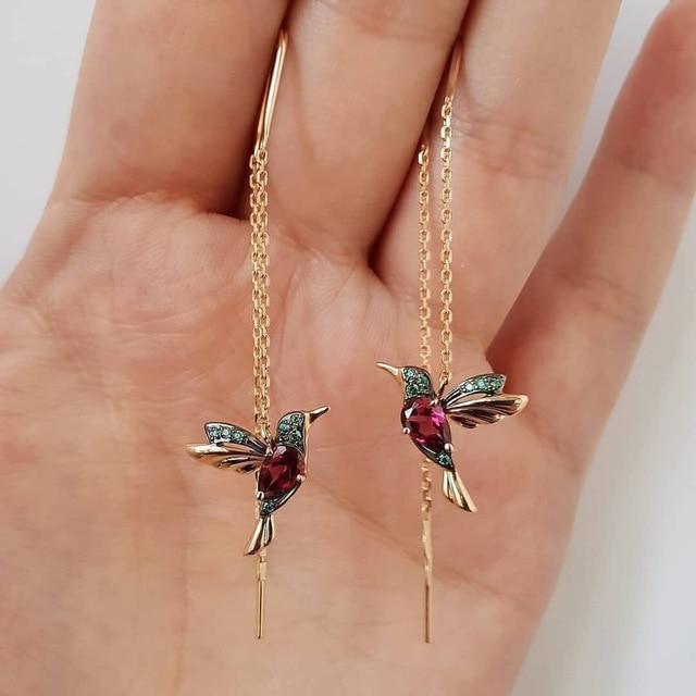 Shay | Ohrringe mit Kolibri-Emaille und Zirkonia