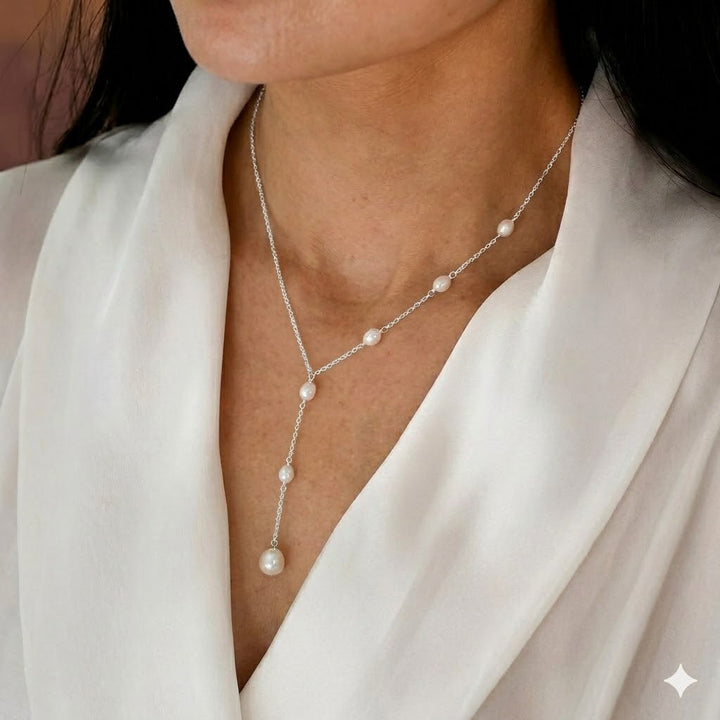 Lariat-Halskette mit Cascading-Perlen