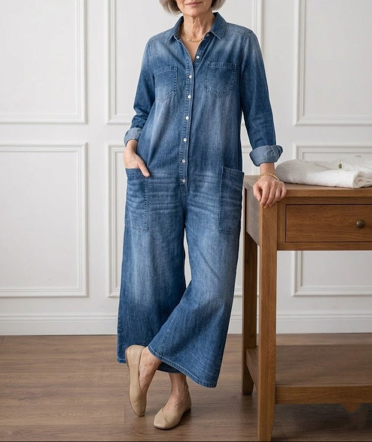 Diana | Vintage-Jumpsuit aus gewaschenem, weichem Denim