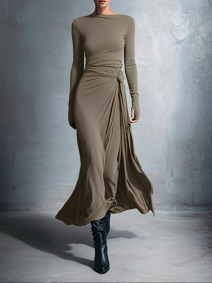 Naomie | Maxikleid mit Seidenknoten