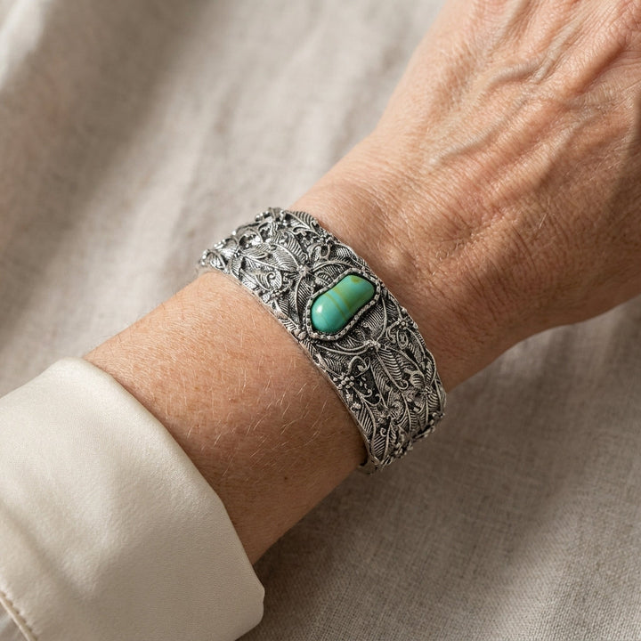 Teodora™ - Vintage Cuff Bracelet mit Türkis