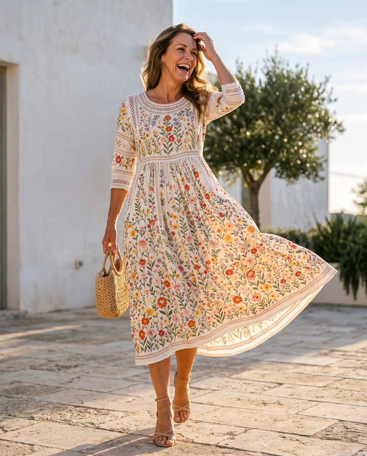 Wildblumenwiese Charm Midi Kleid